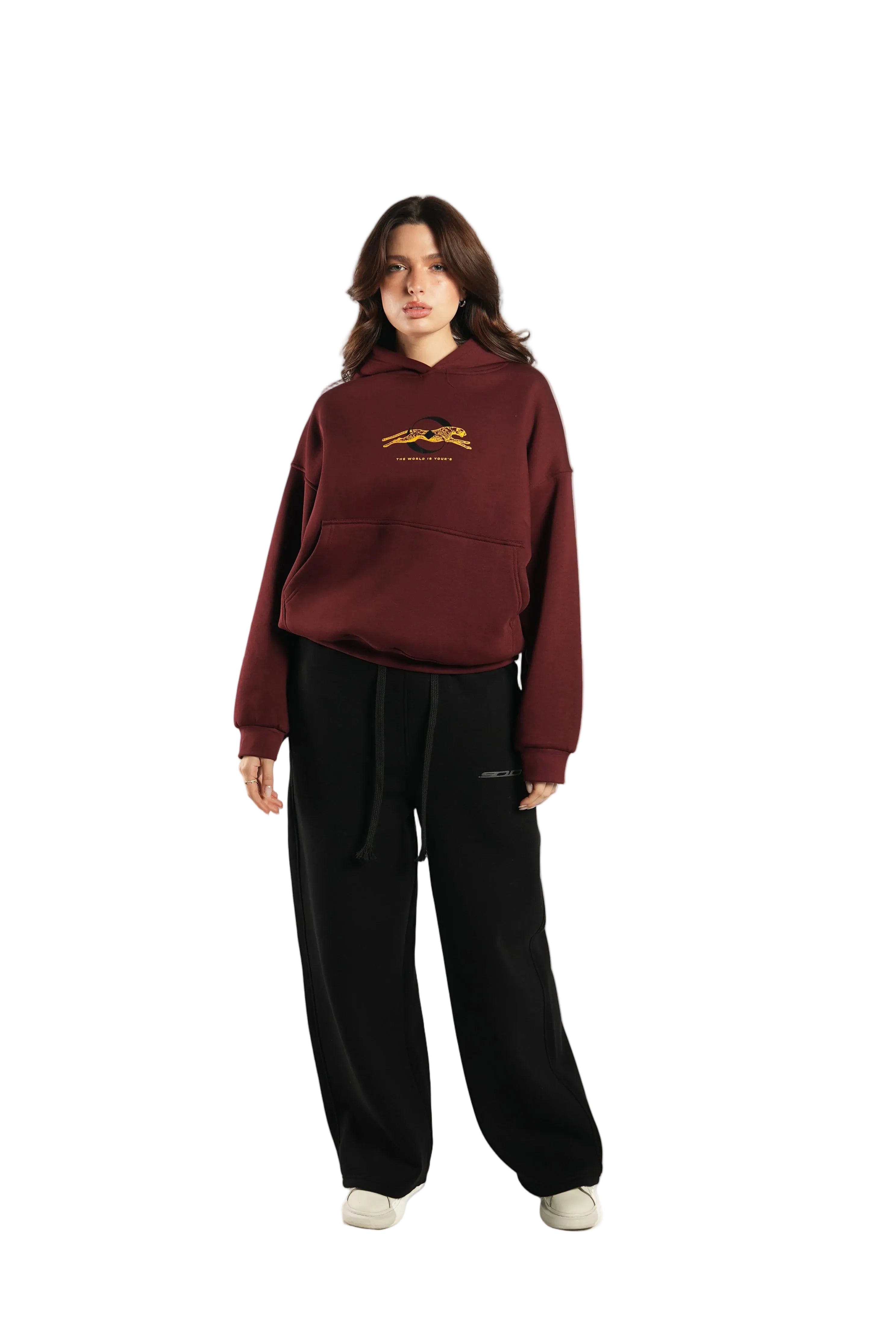 CHEETAH BURGUNDY HOODIE