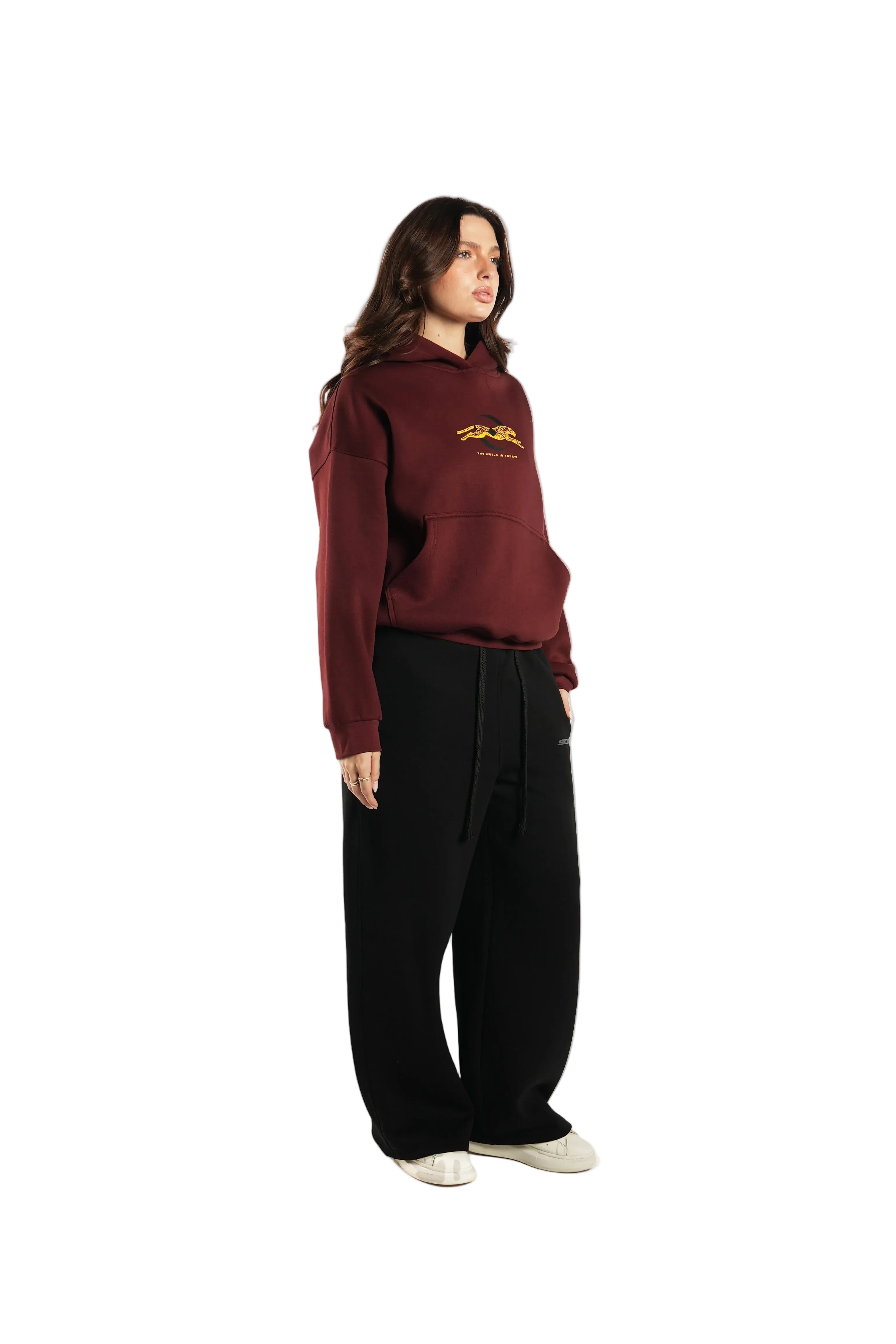 CHEETAH BURGUNDY HOODIE
