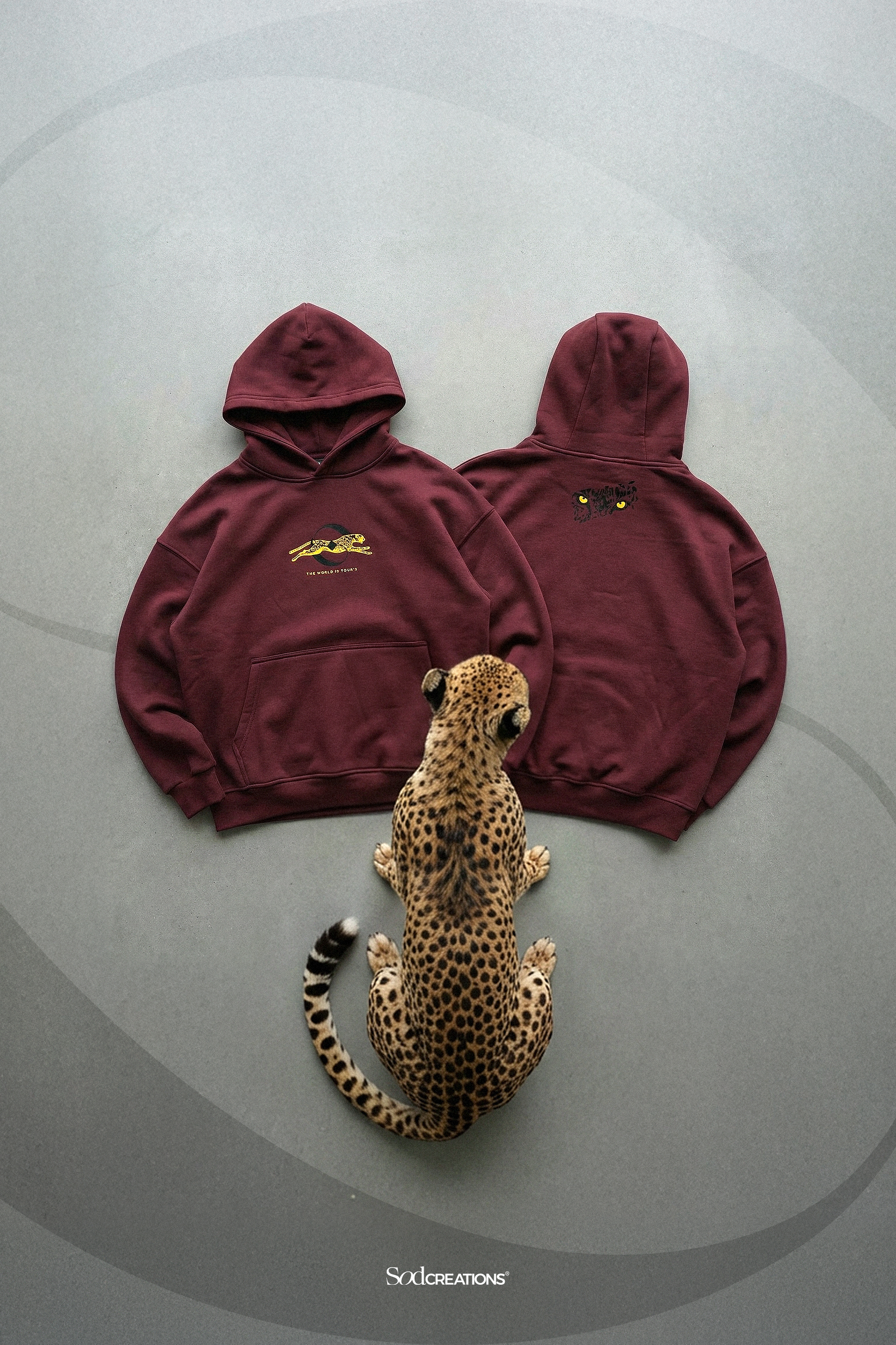 CHEETAH BURGUNDY HOODIE